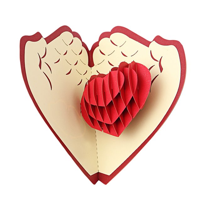 OULII 5Pcs Square Environmental Printing Greeting Cards Romantic Valentine's Day Heart Shaped Anniversary