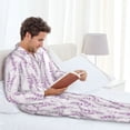 thumbnail image 5 of KLL Lavender Flowers Sleepwear Mens Flannel Pajamas,Long Cotton Pj Set, 5 of 7