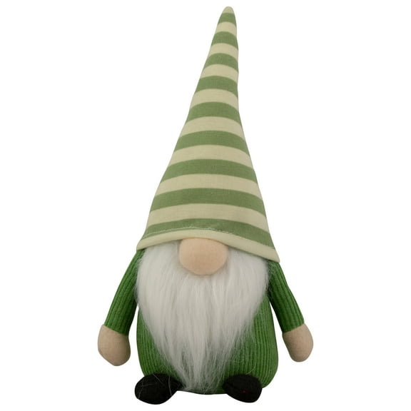 9.25" Green Striped Hat Boy Springtime Gnome