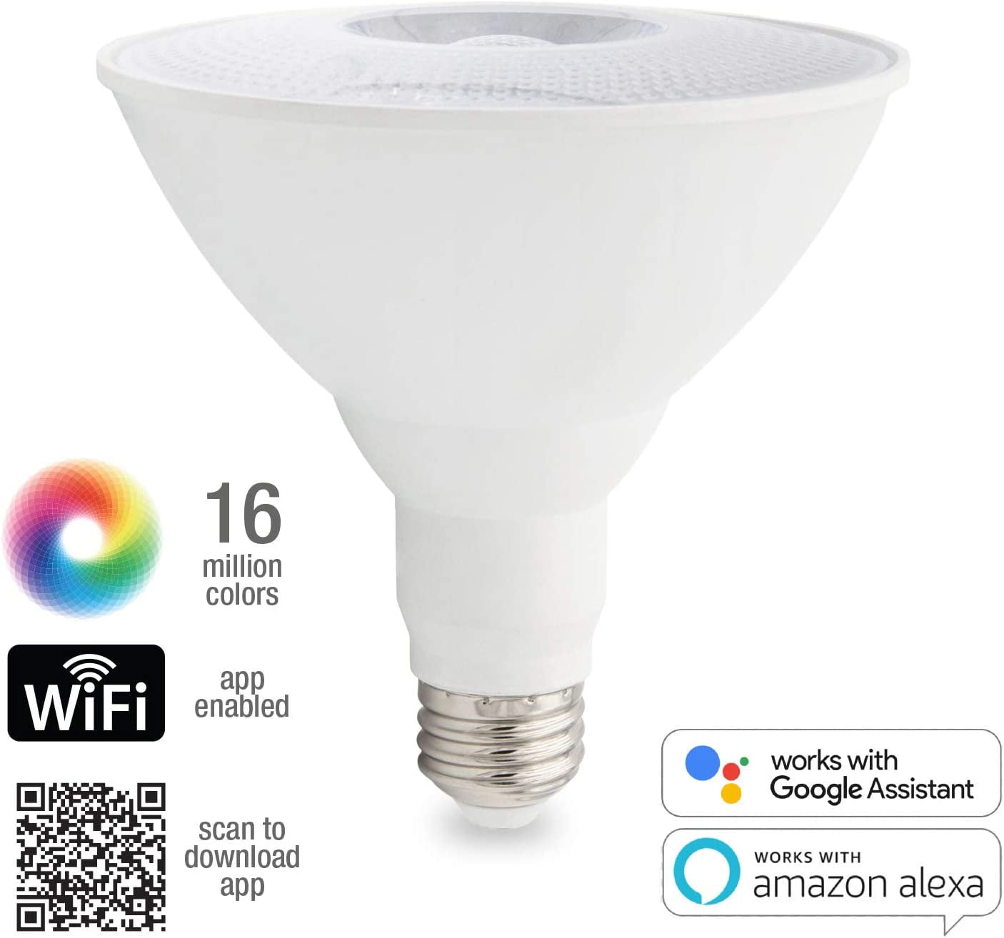 Buy Maxxima Smart WiFi LED PAR38 Multicolor Light Bulb, Google Home