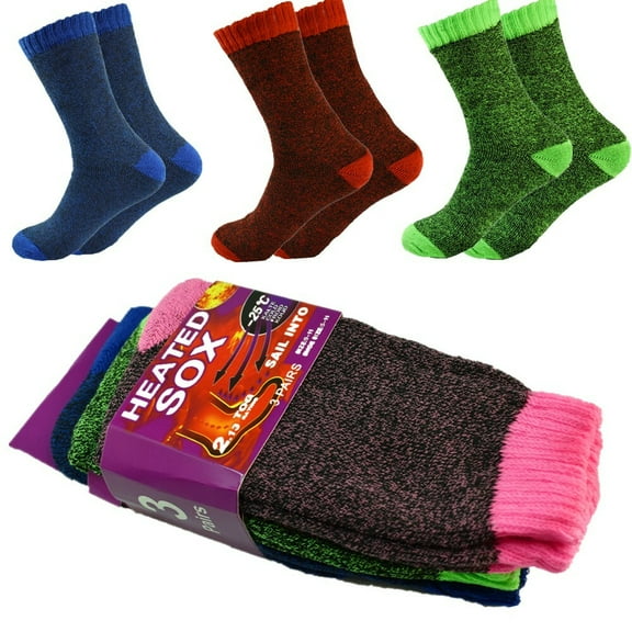 3 Pairs Women Winter Thermal Heated Warm Work Cushion Boots Crew Socks Size 9-11