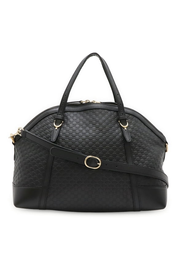 Pre-Owned GUCCI Microguccissima Handbag Tote Bag Shoulder Leather Black 309614