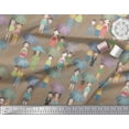 thumbnail image 2 of Soimoi Brown polyester Crepe Fabric Monsoon Theme Human Figure Print Fabric by Yard 42 Inch Wide, 2 of 5