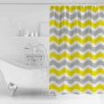 thumbnail image 4 of 72x78 Inch Shower Curtain Yellow Grey White Bathroom Decor Waterproof Fabric Bathtub Bath Curtains Decorative Abstract Geometric Ocean Wave Stripe Extra Long Shower Curtain Set with Hooks, 4 of 6