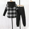 thumbnail image 5 of JTieacloth Boys Sweatsuit Sets Boys Outfits Set Long Sleeve Hooded Plaid Pullover Jacket And Pants Comfy Casual Toddler Clothes For Spring Fall Winter,Sizes 5-6 Years(Black), 5 of 6