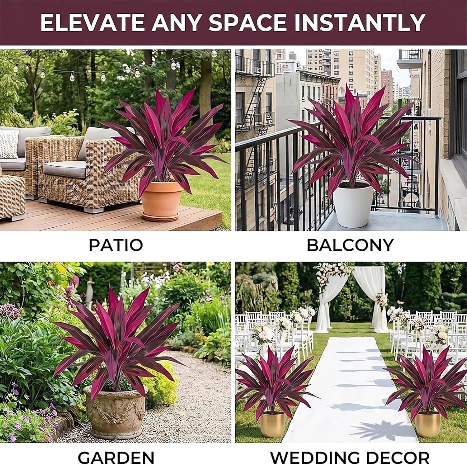Artificial Tropical Plant UV Resistant Large Faux Plants Outdoor Fake Boston Ferns Potted Plants Realistic Agave Plastic Hostas Greenery Patio Outside Shrubs Flower Grass Front Porch Decor (6PCS)