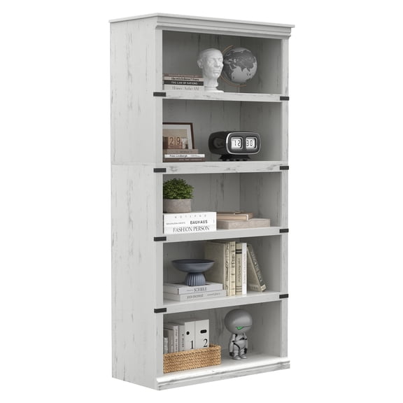 3 Shelf/5 Shelf Bookcase Modern Floor Standing Display Storage Shelves 32 inch Wide Freestanding Wooden Bookshelf with Open Compartment for Office Library Multiple Colors