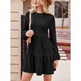 thumbnail image 5 of Cupshe Women's Ribbed Tiered Hem Long Sleeve Mini Dress, Sizes S-XL, 5 of 6