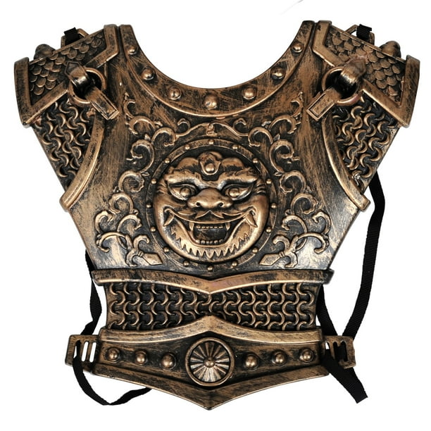 Child Medieval Knight Costume Armor Chestplate, Bronze Black, OneSize 12"