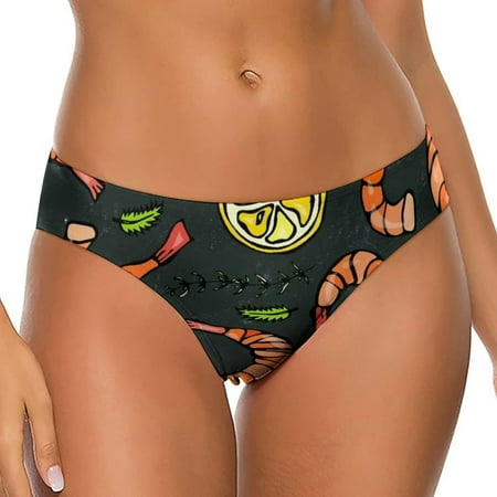 Delicious Shrimp with Lemon Women s Low Waist T-Back Thong Panty Underwear Brief Cute