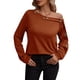 thumbnail image 1 of Jersey de mujer con hombros descubiertos, manga larga, color puro, sudadera, blusa para otoño invierno, naranja, M, 1 of 5