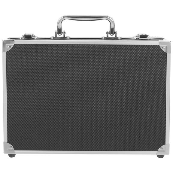 OFFIGAM Aluminum Alloy Portable Briefcase with Sponge Lining, Black Metal Storage Case for Secure Document and Tool Carrying