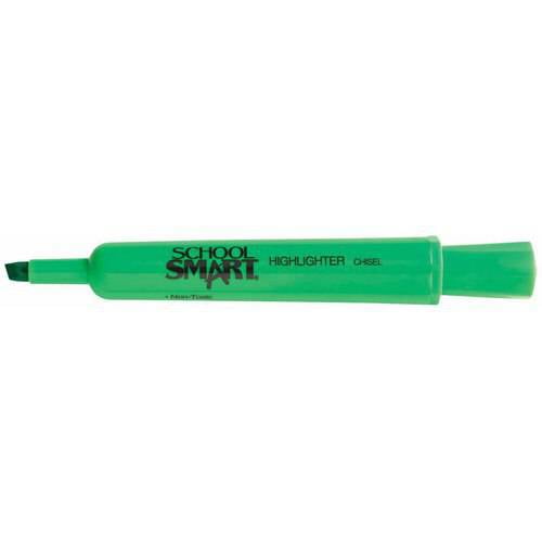 School Smart Chisel Tip Highlighters, Multiple Colors, Pack of 12