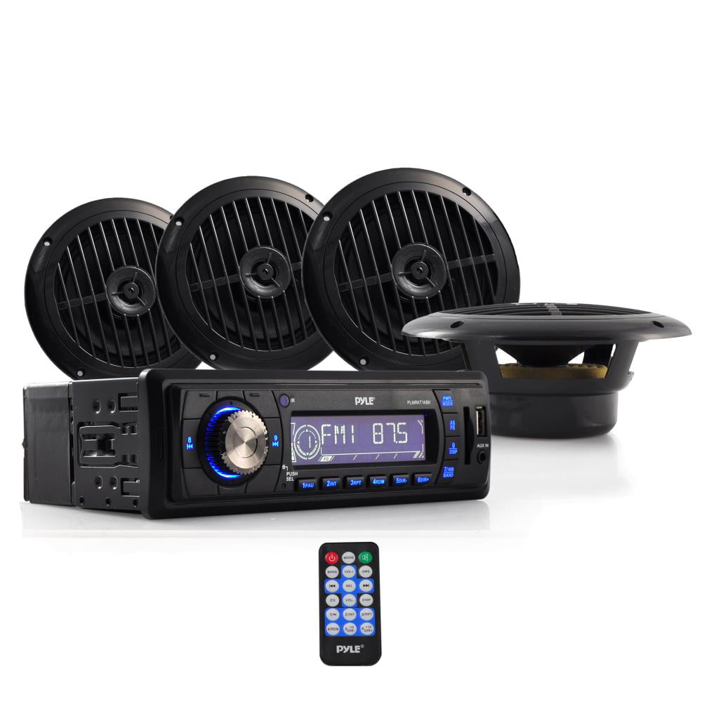 *KIT* Pyle Marine Audio MPX Tuning Radio w/SD/MMC/USB w/ Pair of 4" Speakers 