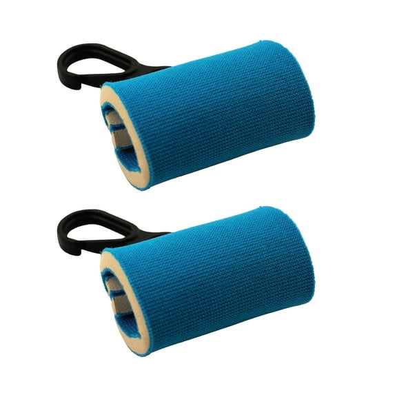 2 Blue Clip-On Neoprene Sleeve Lip Balm Holster Lipstick Holder Mini Lighter Case Key Chains