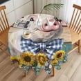 thumbnail image 3 of Farms Cute Pigs Round Tablecloth 54 inches Sunflower Brown Green Wood Striped Oil Painting Waterproof Oil-Proof Table Cloth Round Table Cover for Holiday Party Picnic Dinner Decor Indoor Outdoor Use, 3 of 9