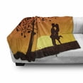 thumbnail image 3 of Kissing Soft Flannel Fleece Throw Blanket, Ombre Sky Love Tree Romantic Couple Silhouette, Cozy Plush for Indoor and Outdoor Use, 70" x 90", Seal Brown Burnt Orange, by Ambesonne, 3 of 6