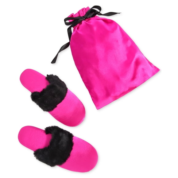 Inc International Concepts Women’s Faux-Fur-Trim Slippers, Large, Pink