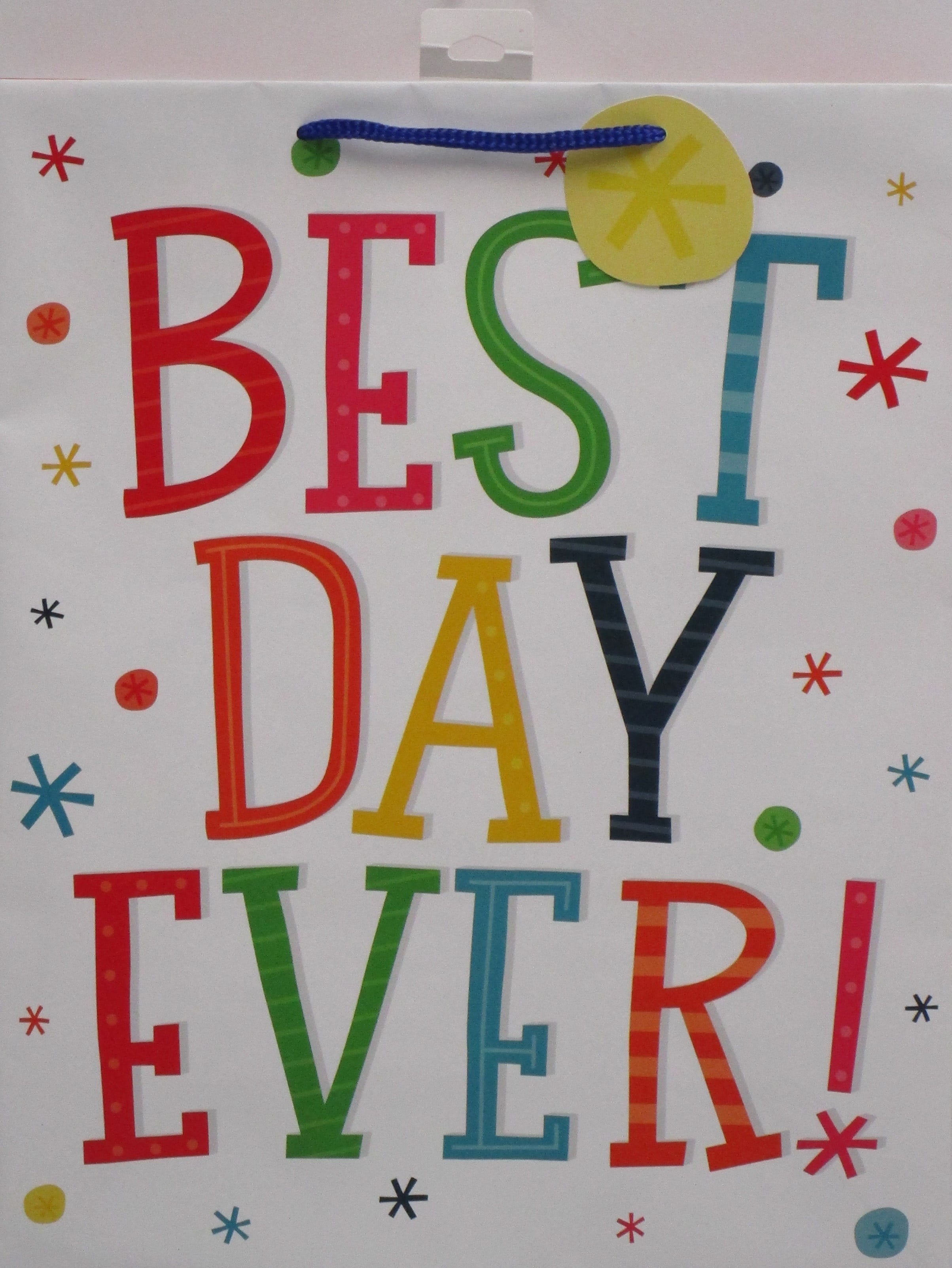 (2 pack) Way to Celebrate Everyday Extra Large White Paper Gift Bag, Best Day Ever, 12" x 5" x 15"