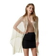 thumbnail image 4 of SWSMCLT Women's See Through Fringe for Wedding Shawl Wraps Shrug Scarf Top Metallic Blouse Beach Summer Cream One Size, 4 of 4