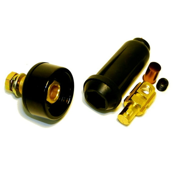WeldingCity Dinse-Type Twist-Lock Insulated Male Connector and Panel Socket for Welding Cable AWG #6-#3 (16-25mm)