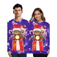 thumbnail image 1 of Two Person Christmas Pullover, Couple Long Sleeve Cartoon Pattern Round Neck Novelty One-Piece Tops, 1 of 2