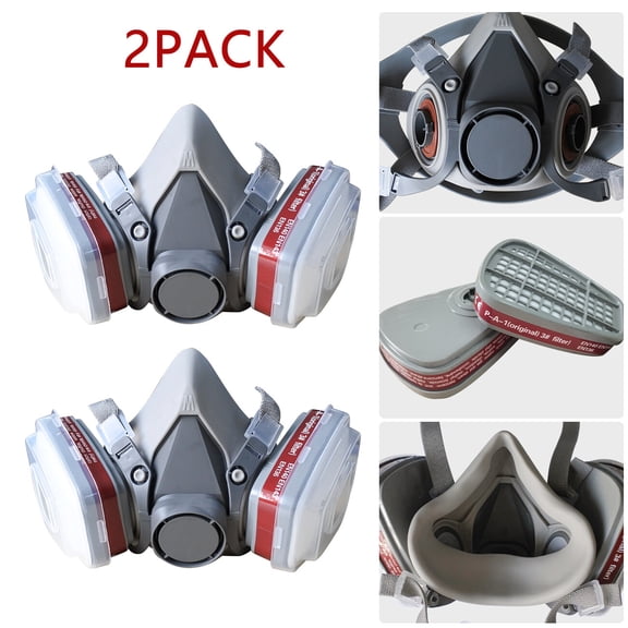 (LK-LTD)--7in1 Half Face Gas Mask Facepiece Spray Painting Respirator Reusable Safety Suit For 6200 With Filter Chemical And Other Work Protection**--（ gf54l4];）