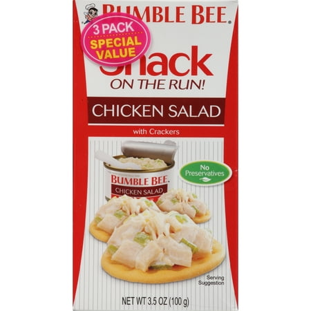 (2 Pack) Bumble Bee Snack on the Run! Chicken Salad with Crackers, Good Source of Protein, 3.5 oz Kit, Pack of 3