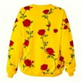 thumbnail image 5 of Womens Yellow Valentine's Day Rose Print Sweatshirt | Oversized Floral Crewneck | Soft Stretch Casual & Holiday Top,Size M, 5 of 9