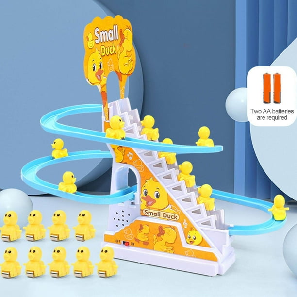 Baohd Electric Duck Climbing Stairs Slide Lights small Set Kids Coaster Toy Toy LED Roller Coaster Toy Electric Flashing Music Lights 9 Ducks