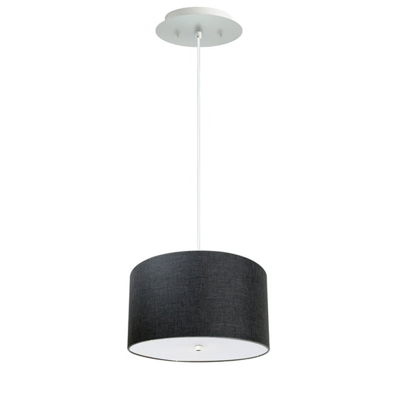 18" W 2 Light Pendant Granite Gray Shade with Diffuser, White Cord