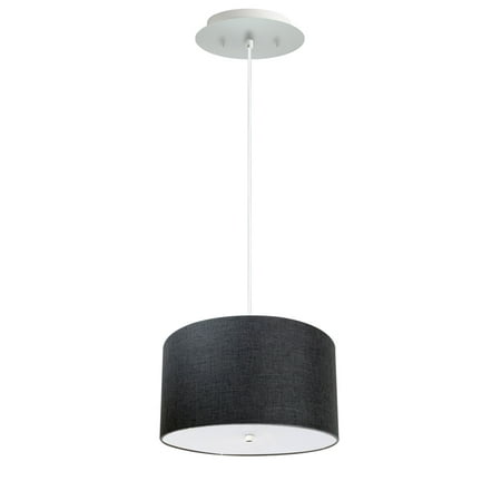 

18 W 2 Light Pendant Granite Gray Shade with Diffuser White Cord