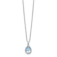 thumbnail image 5 of Auriga Fine Jewelry 925 Sterling Silver Rhodium Created Aquamarine and CZ Necklace for Women 18", 5 of 6