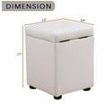 thumbnail image 5 of Leather Ottoman Foot Rest Bench Square Foot Stools&nbsp;Living Room Storage Ottoman&nbsp;for Bedroom and Dorm,Rectangular White, 5 of 6