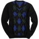 thumbnail image 1 of Tommy Hilfiger Eby Argyle suéter de punto con cuello en V para hombre, azul, grande Tommy Hilfiger  Tejer, 1 of 1