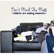 Children Making Memories Mess Best Vinyl Lettering Quote Family Wall Decals Stickers 23x5-Inch Deep Blue