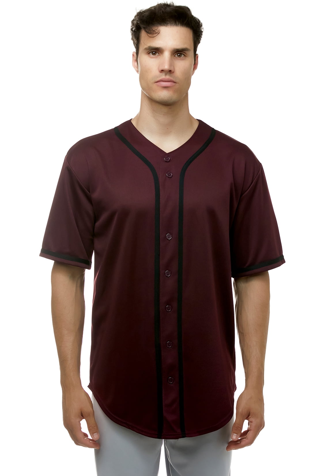 JC DISTRO Men's Short Sleeve Plain Button Down Baseball Jersey Team