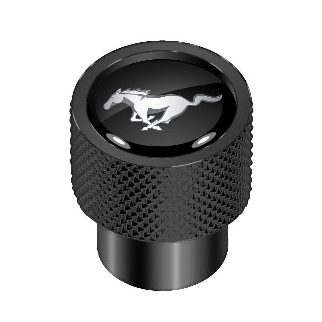 Ford Mustang in Black on Black Aluminum Tire Valve Stem Caps