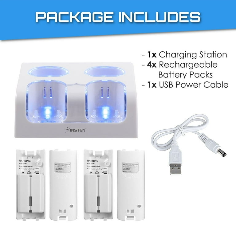 4x Rechargeable Batteries Pack + Charger Dock For Nintendo Wii Remote  Controller