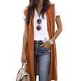 thumbnail image 4 of ZXSXSY Women Solid Color Sleeveless Long Vest Cardigan, 4 of 7