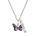 thumbnail image 1 of Delight Jewelry Silvertone Large Purple Butterfly with 6 AB Crystals Silvertone Believe Faith Prayer Hope Bar Charm Necklace, 23", 1 of 4