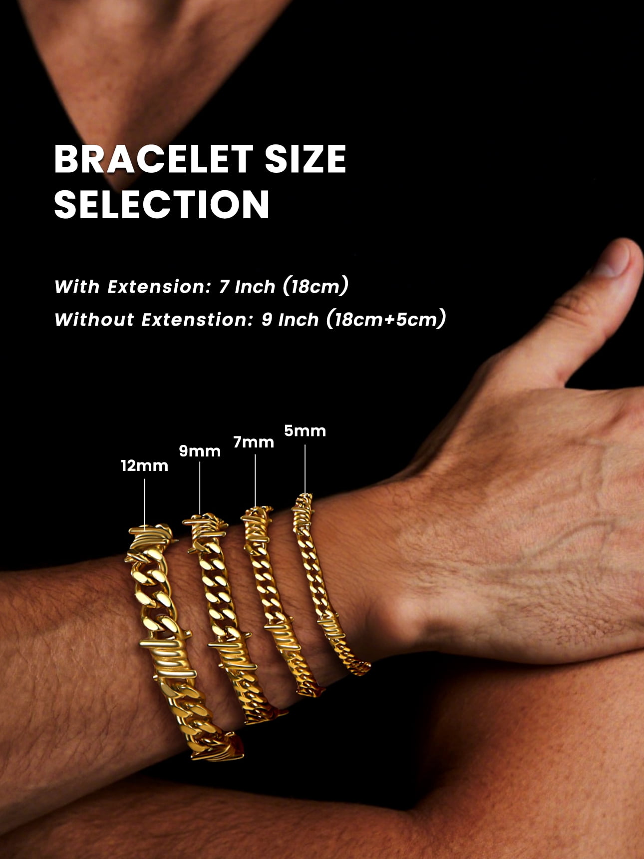 Bestyle Men Cuban Chain Bracelets 7mm Unisex Gold Plated Barbed Wire Beacelet Hip Hop Punk Jewelry Gifts for Women