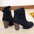 thumbnail image 5 of Women's Mid Calf Boots Retro Heel On Booties Comfortable Sole Casual Daily Wear Travel Dating Outfits,Color:Black,Size:6, 5 of 9