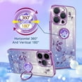 thumbnail image 3 of (3in1 for Apple iPhone 14 Pro Case Glitter Sparkly for Women Girls Sparkle Girly Bling Shiny Phone Cover Cute Flowers Floral Design with Ring Holder Pretty Purple Cases for 14 Pro 6.1'', 3 of 7