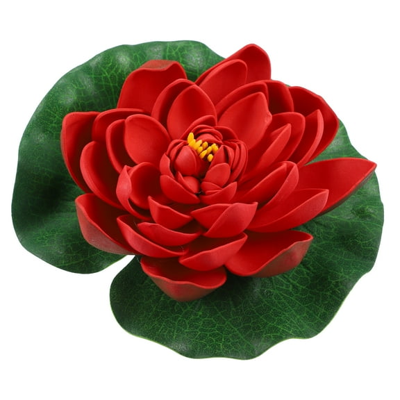 Unique Bargains 1pcs Garden Ponds Pool Decoration Artificial Lotus Flower Red