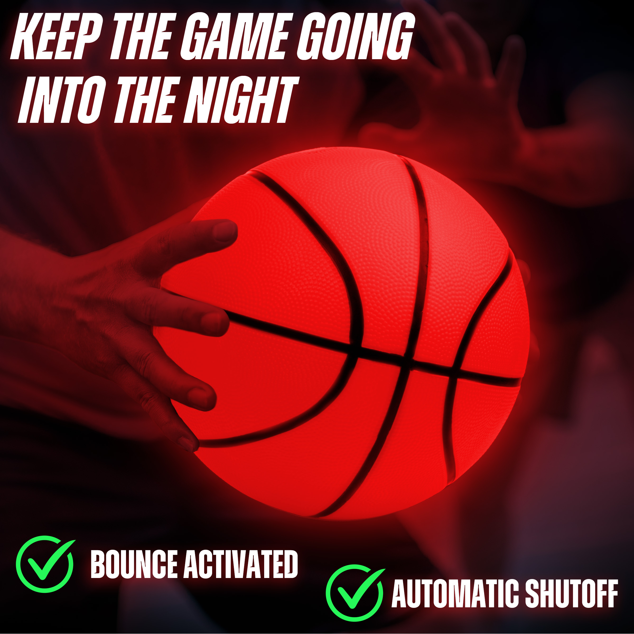 Hey Play Indoor/Outdoor Light Up Basketball - LED Glow In The Dark Basketball Official Size 7 for Kids Ages 8 and Up