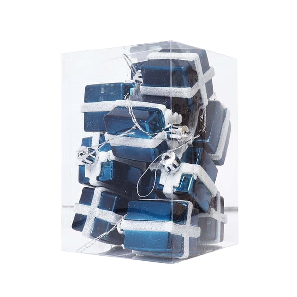 Bolsa de regalo de plástico galvanizado para decoraciones navideñas, 12 unidades, colgante especial para árbol de Navidad, bola colgante para regalo.