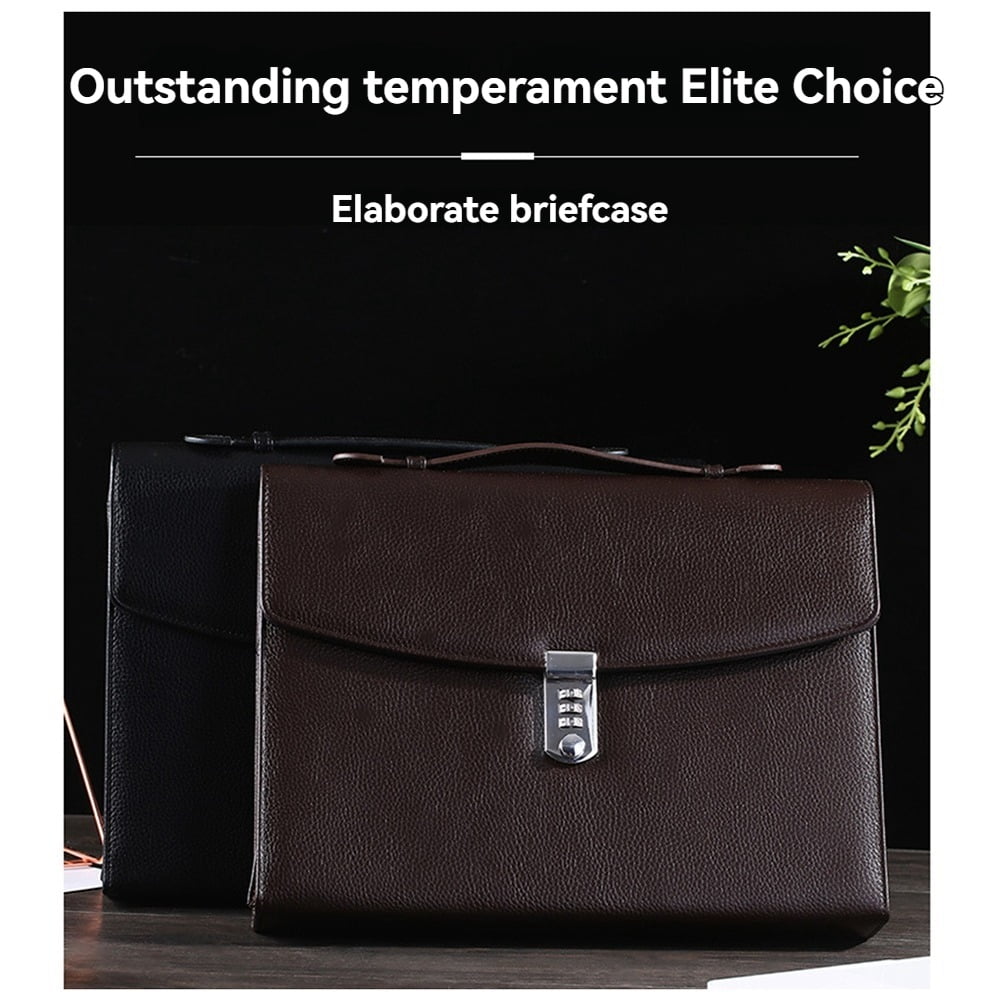 Office Business Briefcase with Combination Lock High Capacity Document Handbag for Business Office Meeting Black