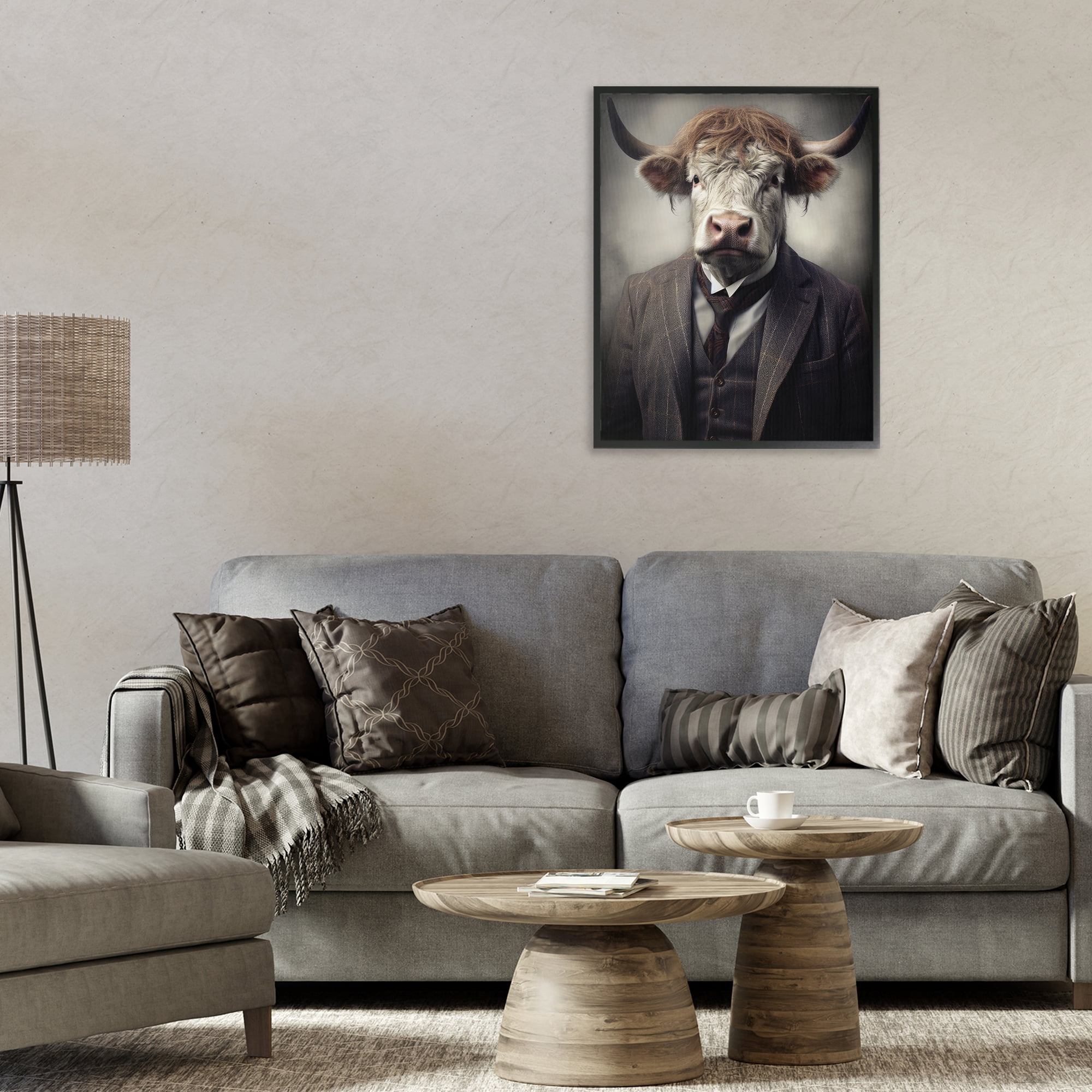 Stupell Industries Sophisticated Bull Portrait Black Framed Giclee Art, design by Ray Powers