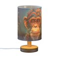 thumbnail image 2 of Monkey Color Spots Table Lamp USB Bedside Desk Nightstand Lamp Printed Gifts Small Lamp Wood Base for Bedroom Living Room Kids Room College Dorm, 2 of 7
